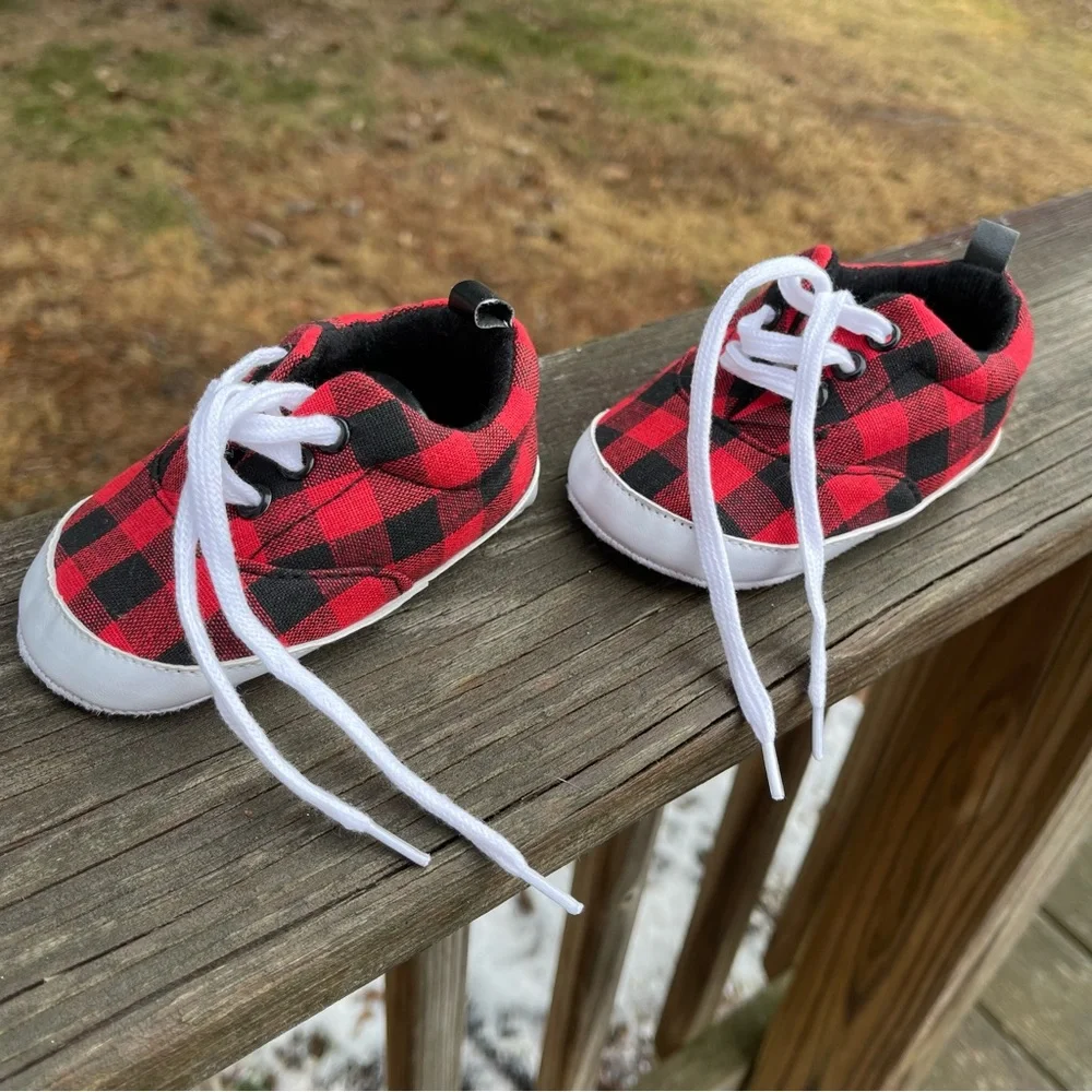Little Treasure Buffalo Plaid Toddler Shoes, Size 12-18 Months